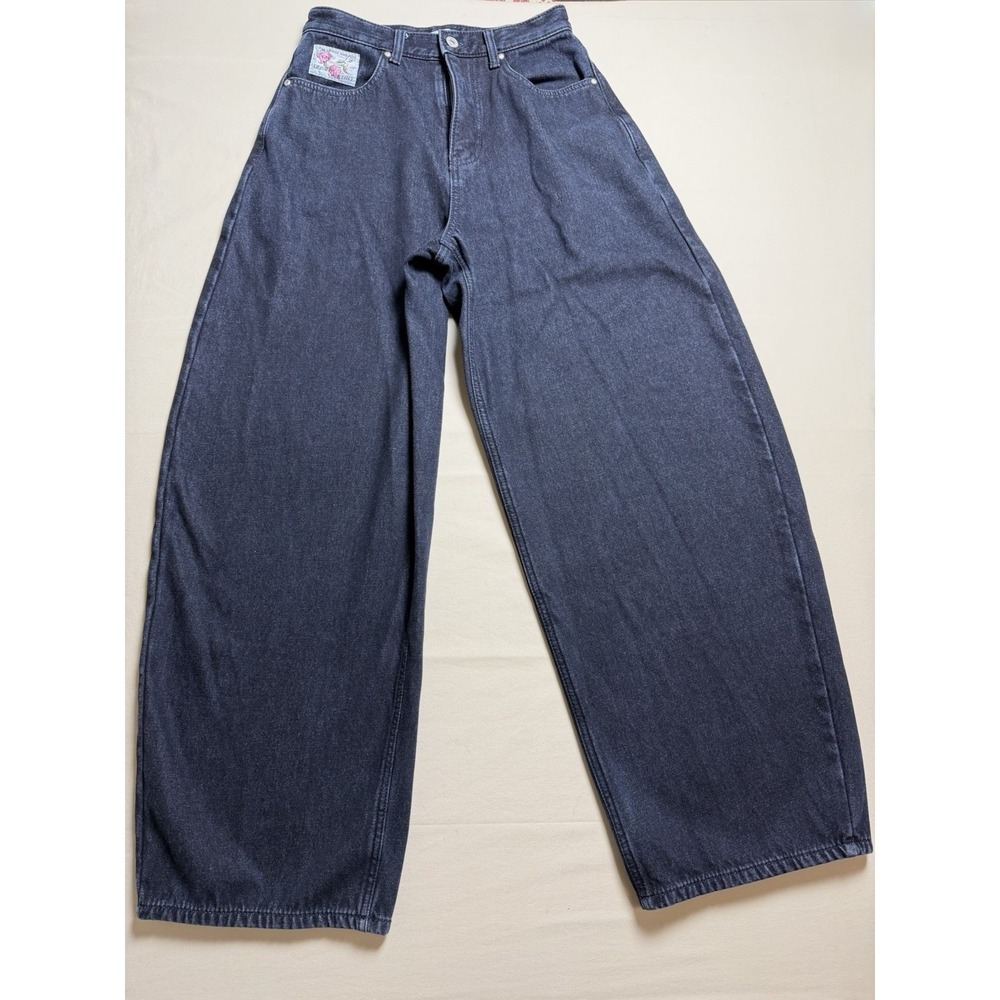 Develop VST Barrel Leg  Pants Womens Small Black Good High Rise Wide Lined